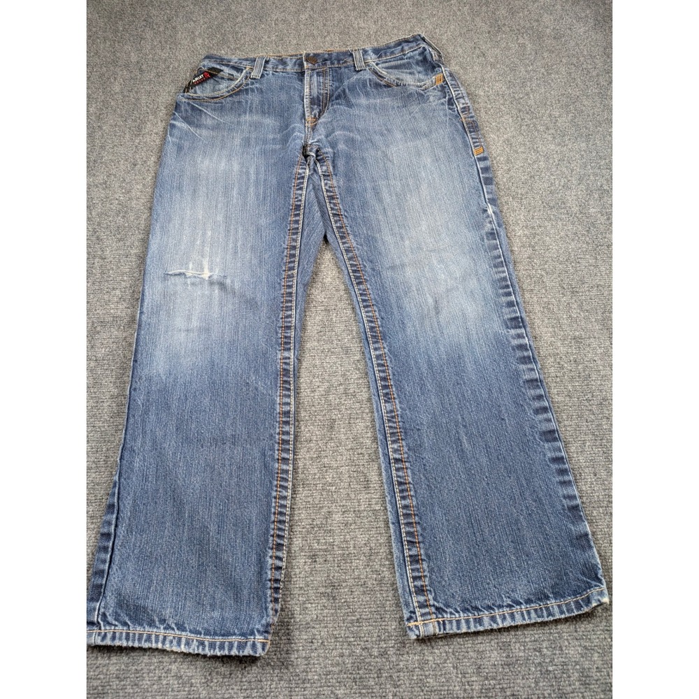 Ariat FR M5 Slim Straight Leg Jeans Mens 34x30 Blue Denim Work Pants Fire Rated